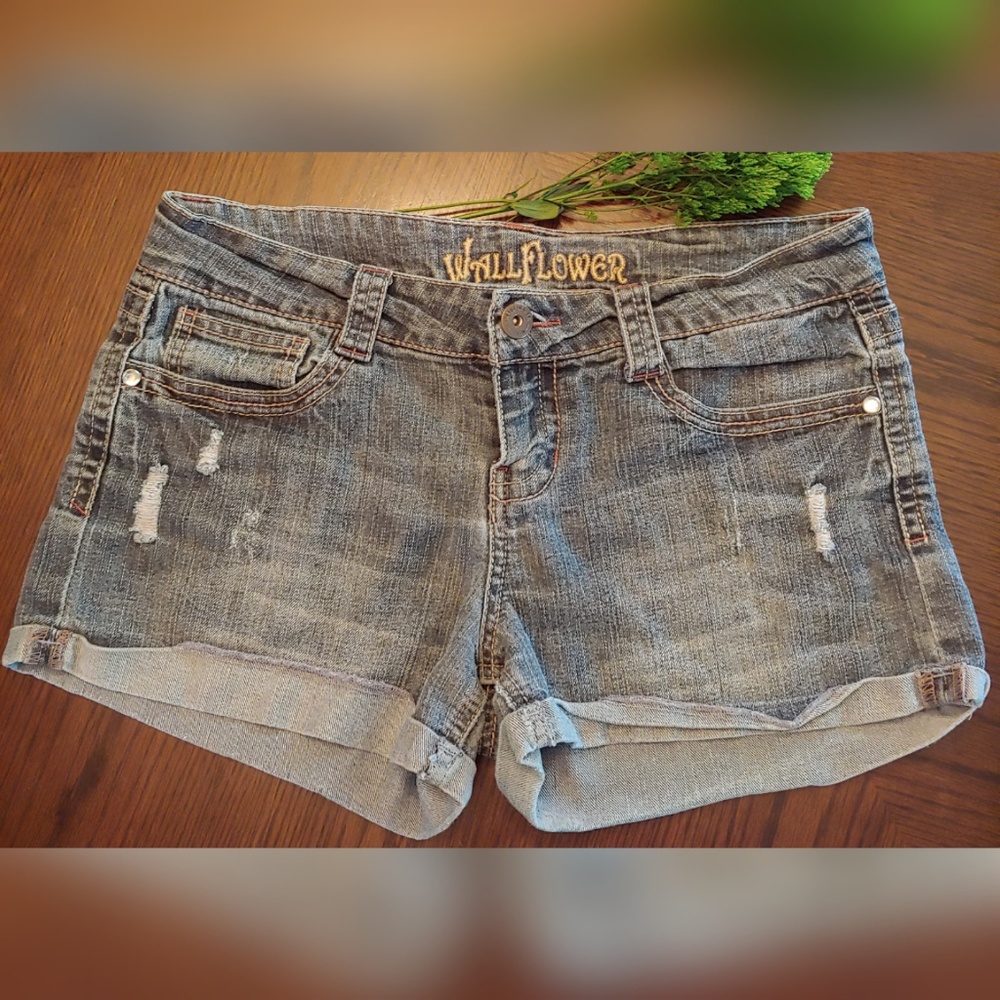 Wallflower Distressed Denim Cuff Shorts